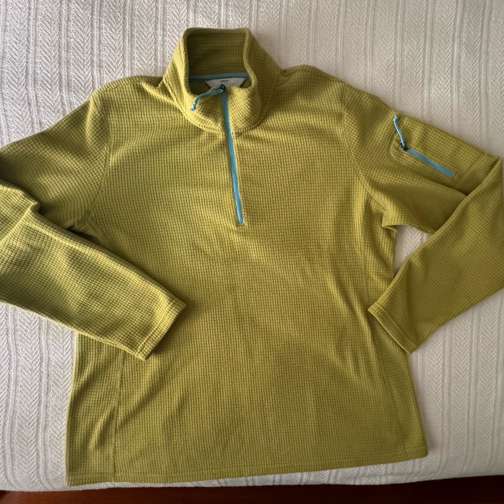 Women's Orvis Midweight Grid Fleece Quarter-Zip, Light Green, XL